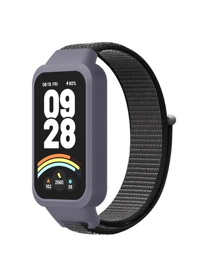 Breathable Sport Strap for Xiaomi Smart Band 9 Active, Nylon Replacement Bracelet Bracelet for Redmi Band 3 (Gray) - Image 1